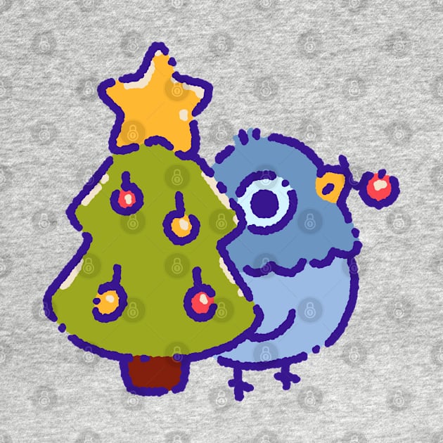 Pigeon with a chrismtas tree by Tinyarts